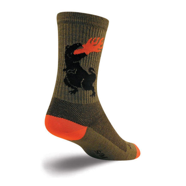 SockGuy Crew 6 Inch Wool Socks - Dinosaur