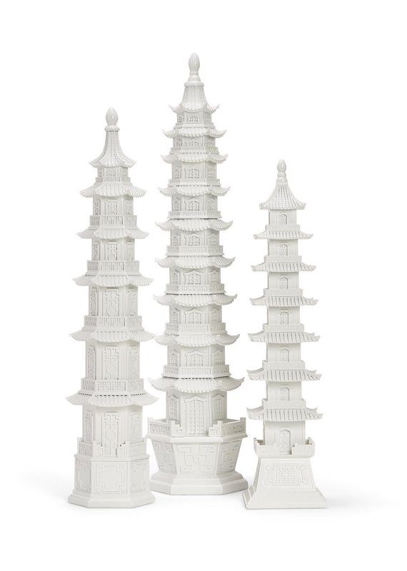 TWO'S COMPANY White pagoda set