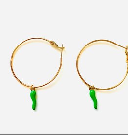 CB Designs hoop earrings with horn green