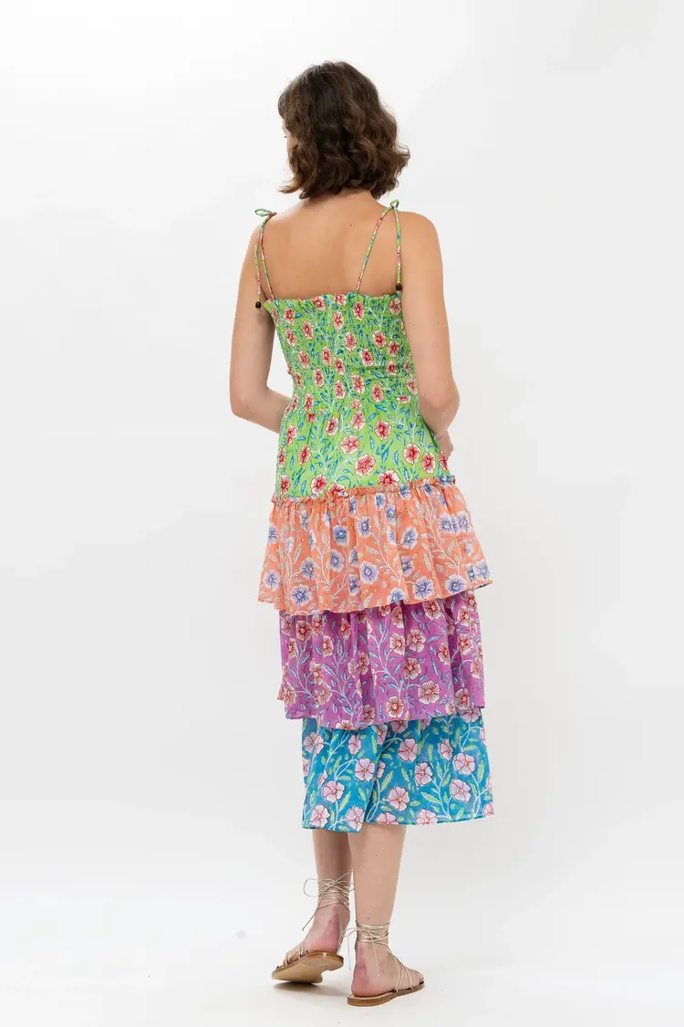 OLIPHANT Tie strap smocked midi