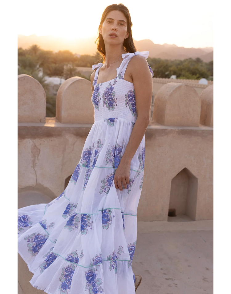 OLIPHANT Tie strap smocked midi