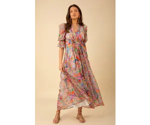 white christmas dresses Draped Chiffon Maxi Dress 38 (FR) / Turquoise main image 0