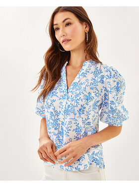 Lilly Pulitzer MIALEIGH ELBOW SLEEVE LINEN TOP