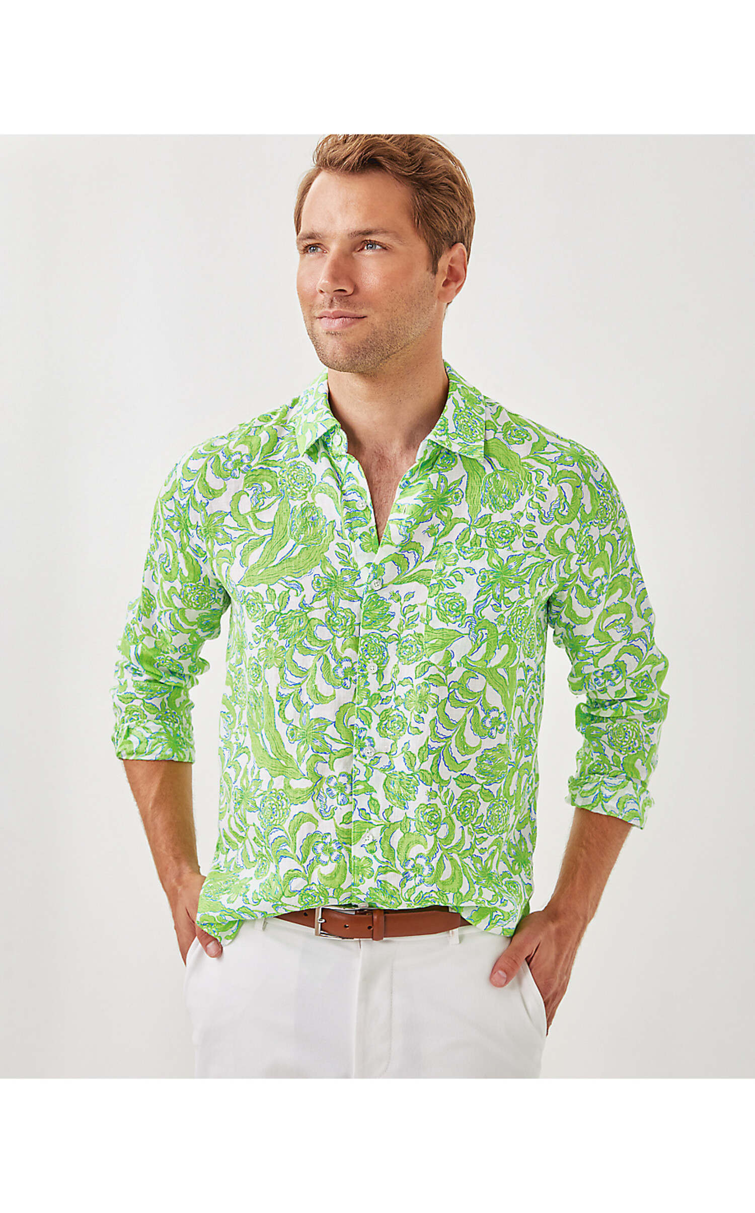 slim fit dress slacks Flower Linen Shirt – Gorsuch