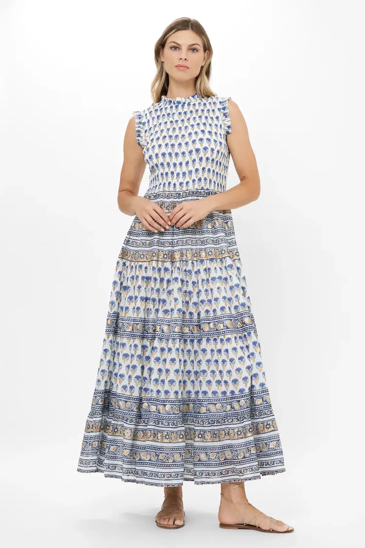 OLIPHANT 1141 sleeveless smocked maxi