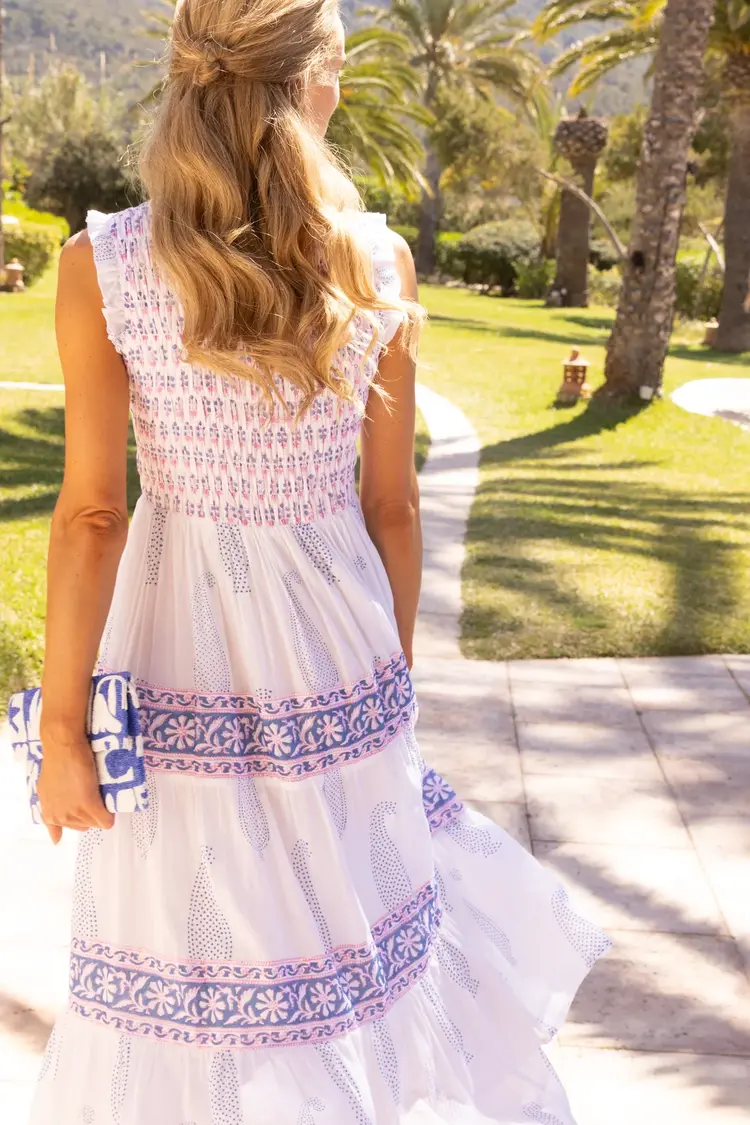 OLIPHANT 1141 sleeveless smocked maxi