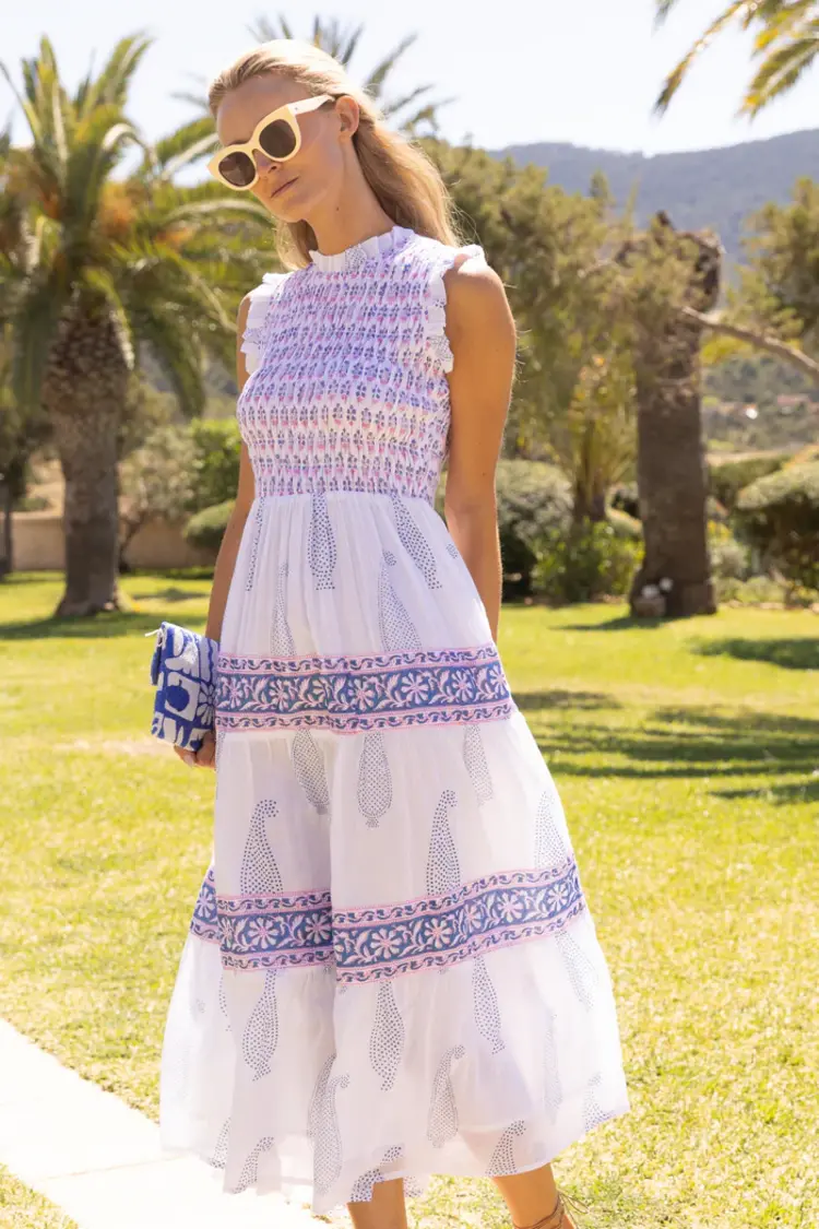 OLIPHANT 1141 sleeveless smocked maxi