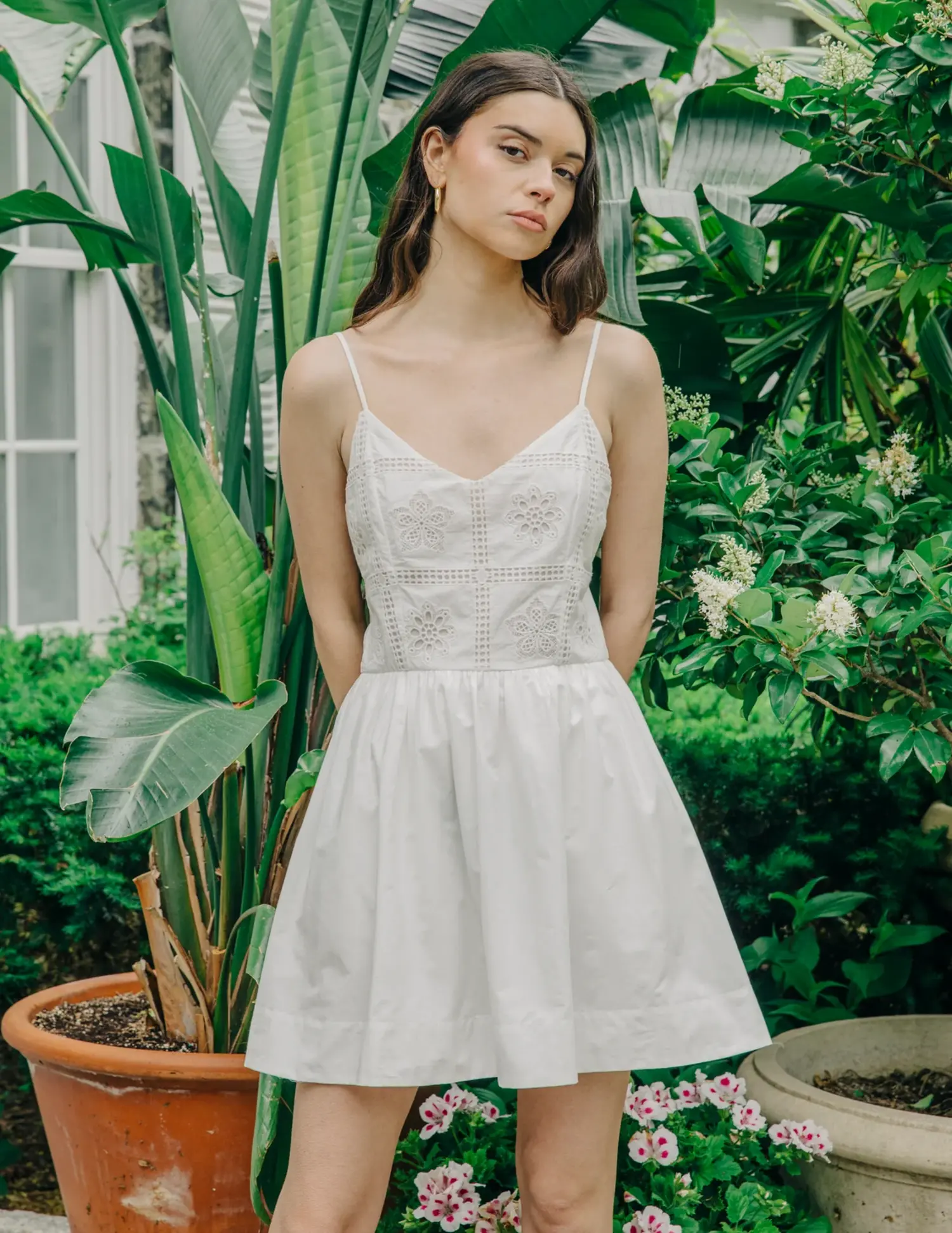 mayan embroidered dress Floral Embroidery V-Neck Prom Dress with Pockets Long Lace Gown-Bridelily main image 0