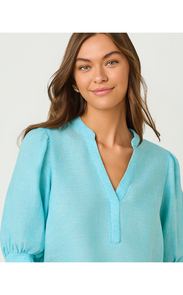 Lilly Pulitzer 013376 MIALEIGH ELBOW SLEEVE LINEN TOP