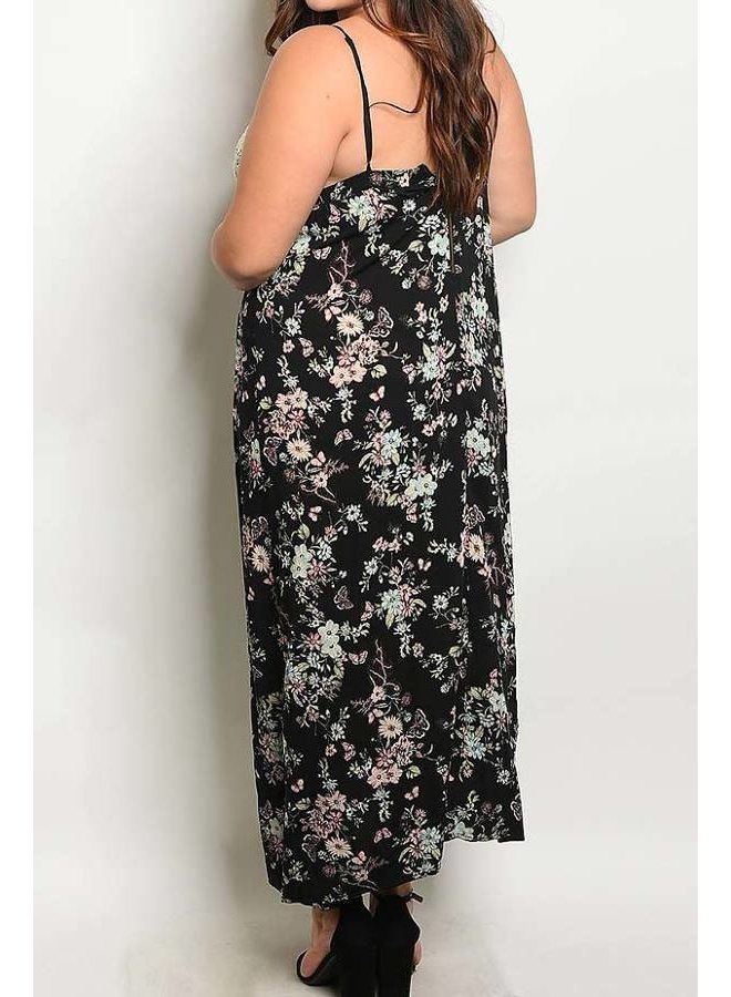 black floral maxi dress plus size