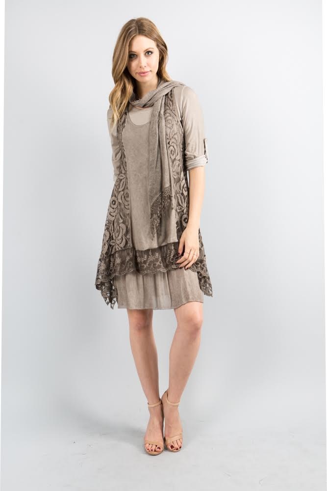 taupe lace dress