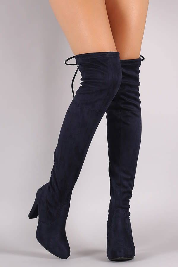 navy over the knee boots