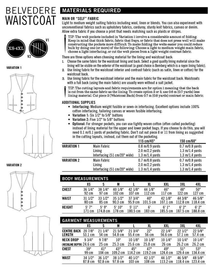 Thread Theory Belvedere Waistcoat Vest pattern