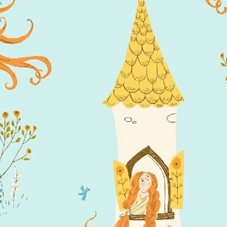 Windham Fabrics Far Far Away 2 by Heather Ross Rapunzel Sky Blue