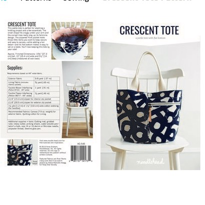 Noodlehead Crescent Tote Pattern by Noodlehead