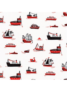 Robert Kaufman Hello Lucky White Ships