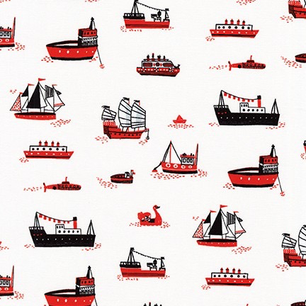 Robert Kaufman Hello Lucky White Ships