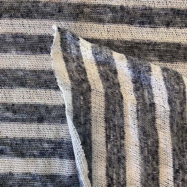 Fabric Mart Striped White / Navy Lightweight Sweater Knit