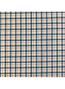 Aqua + Grey Plaid Pima Cotton Shirting