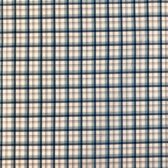 Aqua + Grey Plaid Pima Cotton Shirting