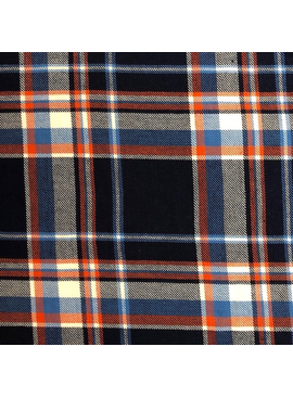 Fabric Mart Navy / Orange Twill Plaid