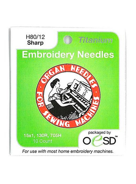 Brewer Organ Embroidery Sharps Titanium Needles 80/12