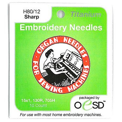 Brewer Organ Embroidery Sharps Titanium Needles 80/12