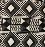 AKN Fabrics African Woven Kente Cloth —Black and Cream Geometric Rows of Diamonds