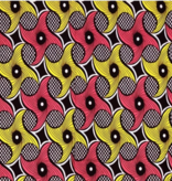 Fabrics USA Inc Ankara - Peach and Yellow Swirls on Checkered background
