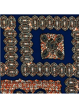 Fabrics USA Inc Ankara - Blue, Orange “Bandana” print