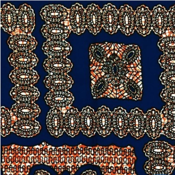 Fabrics USA Inc Ankara - Blue, Orange “Bandana” print