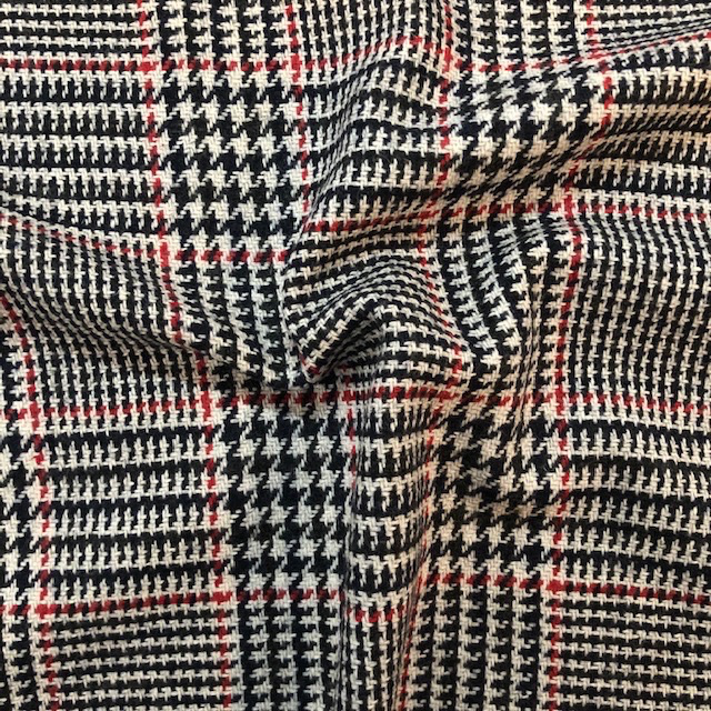 Fabric Mart Plaid  Red / Black / White Wool Coating