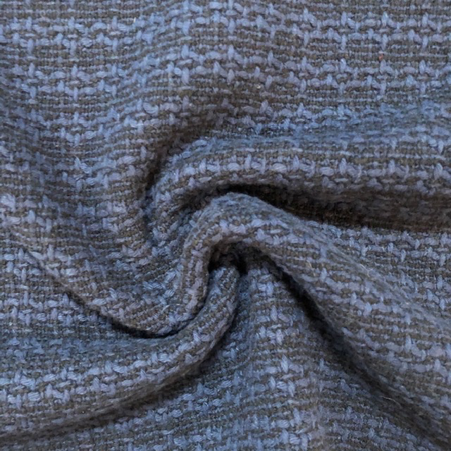 Fabric Mart Italian Black / Blue Wool Blend Dobby Weave