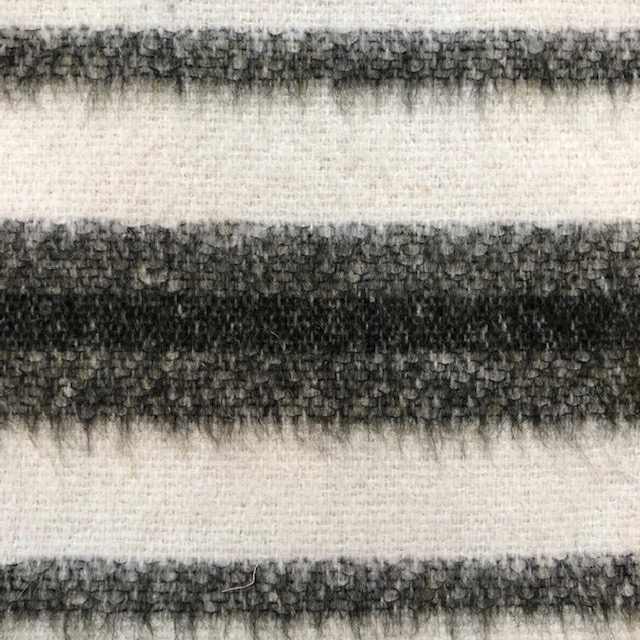 S. Rimmon & Co. Brushed Wool Coating White with Dark Olive Stripe