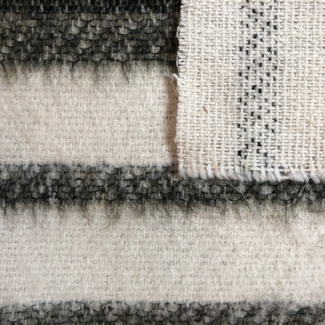 S. Rimmon & Co. Brushed Wool Coating White with Dark Olive Stripe