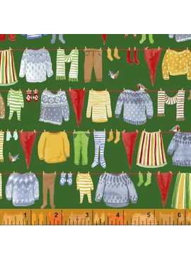 Windham Fabrics Winter Gnomes Green Laundry