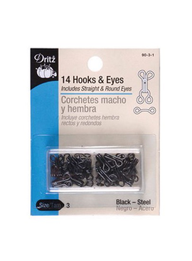 Dritz Hook & Eyes Black Size 3