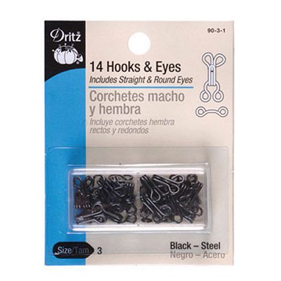 Dritz Hook & Eyes Black Size 3