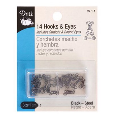 Dritz Hook & Eyes Black Size 1