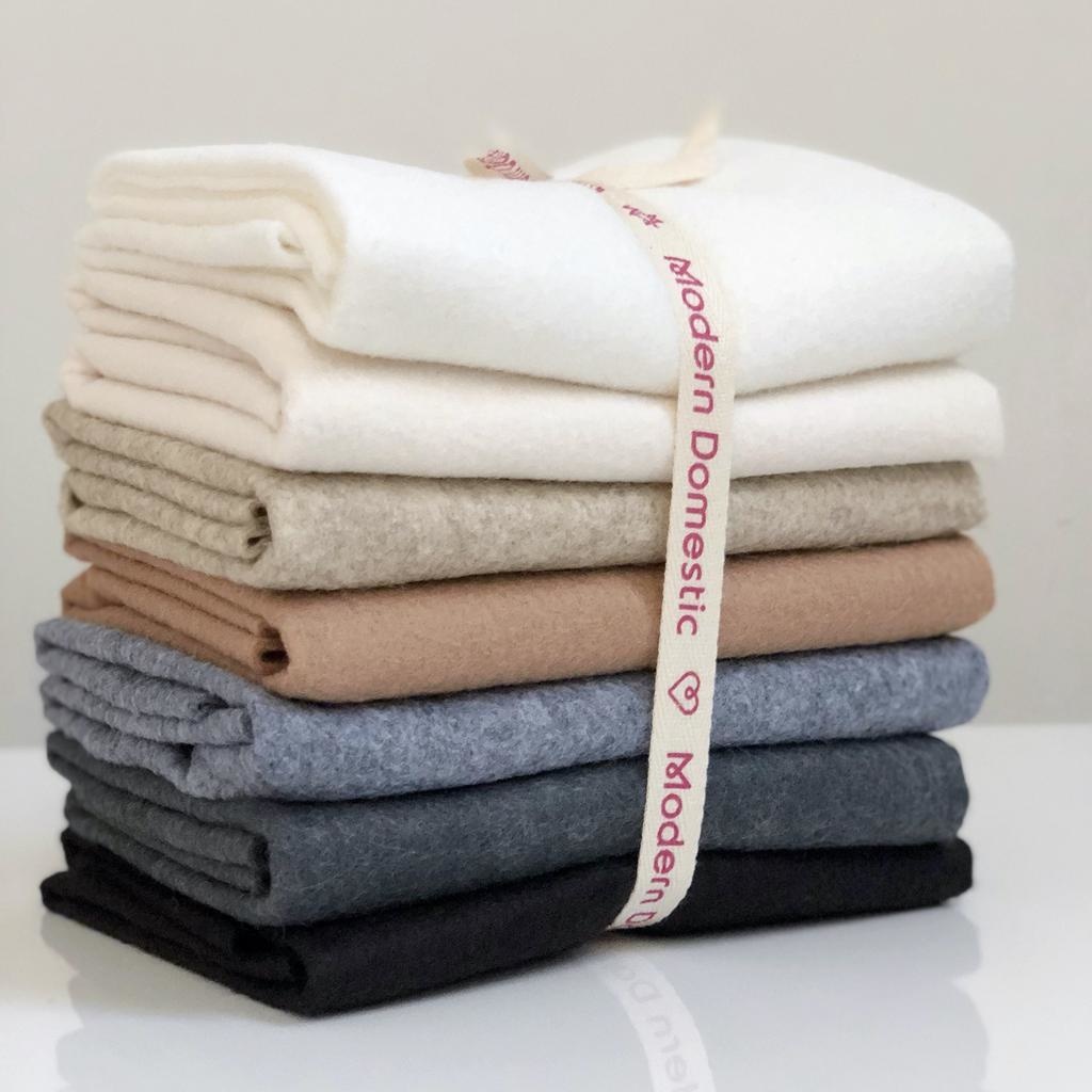 National Nonwovens Wool Felt Fat Quarter Bundle  FQ (7 Piece) - Neutrals