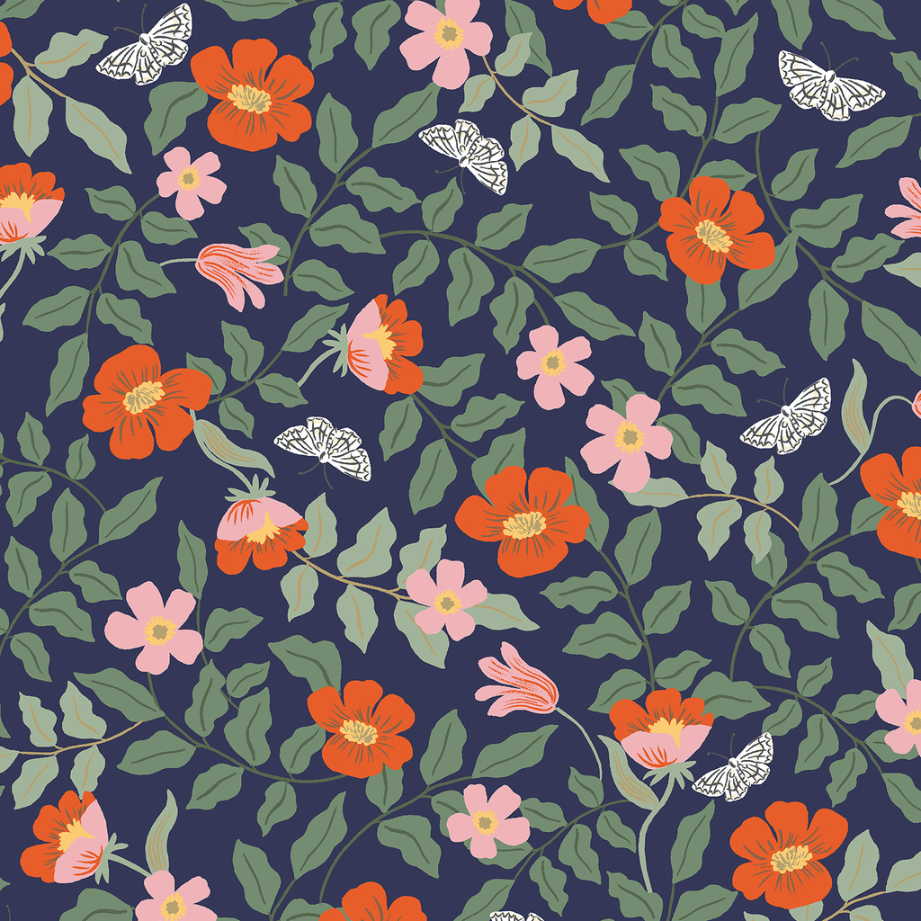 Rifle Paper Co Strawberry Fields by Rifle Paper Co. Primrose Navy Rayon