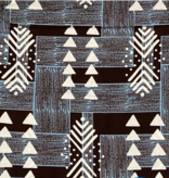 Fabrics USA Inc Ankara Wax Print— Mudcloth inspired wax print in black and cream and blue