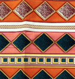 Fabrics USA Inc Ankara Wax Print— Orange and Pink Diamond Stripes