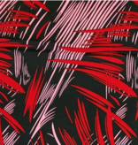 Fabrics USA Inc Ankara Wax Print— Red and Pink Brush Strokes on Black