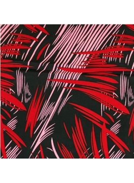 Fabrics USA Inc Ankara Wax Print— Red and Pink Brush Strokes on Black