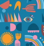 Nerida Hansen Grid Shapes Large by Lisa Congdon Linen Cotton Canvas Blue