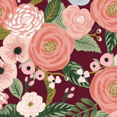 Cotton + Steel Garden Party by Rifle Paper Co. Juliet Rose Burgundy Canvas