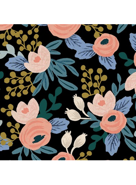 Cotton + Steel Garden Party by Rifle Paper Co. Rosa Black Unbleached Canvas