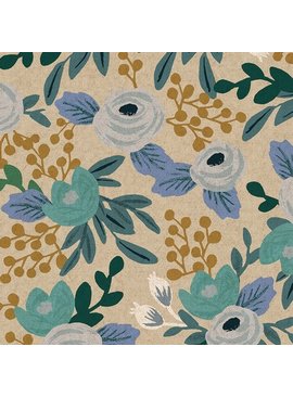 Cotton + Steel Garden Party by Rifle Paper Co. Rosa Blue Unbleached Canvas