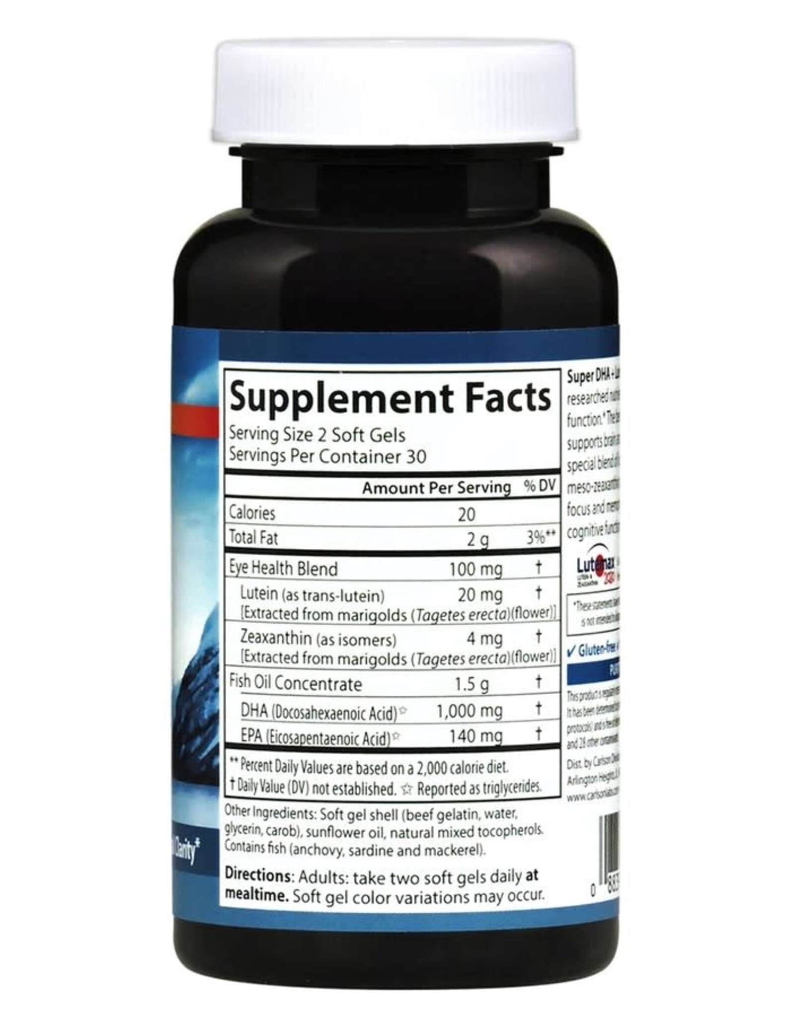 Carlson Super DHA plus Lutein- Carlson 60 soft gels
